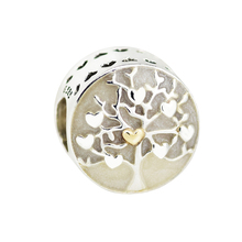 Fits for Pandora Charms Bracelets Tree of Hearts Beads with light yellow Gold Color 100% 925 Sterling-Silver-Jewelry QANDOCCI 2024 - buy cheap