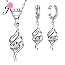 JEXXI último COLLAR COLGANTE conjunto de pendientes para mujer brillante S90 plata brillante cristal moda boda para niñas 2024 - compra barato