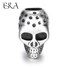 Stainless Steel Beads Skull Blacken Metal Large Hole 6mm Bead Setting Slider DIY Men Bracelet Making Supplies Handmade Jewelry 2024 - buy cheap