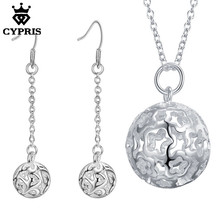 Promotion silver Jewelry sets Necklace Earrings Ball 18inch Women CYPRIS wholesale price new fashion women lady 925 2024 - buy cheap