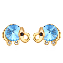 BAFFIN Cute Elephant Stud Earrings Crystals From Austria Gold Color Piercing For Women Party Girls Animal Jewelry 2024 - buy cheap