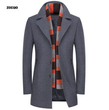 Winter Wool Coat Men Slim Fit Jacket For Men And Parks Stand-up Collar Men's Windbreaker Jacket Thickened Woolen Pea Coat 2024 - buy cheap