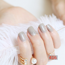 NEW  fashion beautiful candy color Nail finished fake nails short paragraph 24pcs Shrimp color gray brown N416 2024 - buy cheap