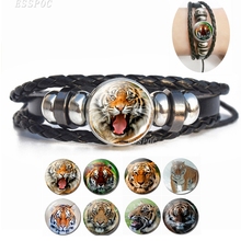 Wholesale Hot Selling Men Tiger Bracelet Tiger Head Charm Leather Bracelets Men's Fashion Accessories Gifts for Boyfriend 2024 - buy cheap