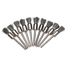 10pcs Pen Shape 8MM Stainless Steel 3MM Shank Diameter Wire Brush Drill End 1/8"Shank Wire Brush  Fits Dremel Rotary Tools 2024 - buy cheap