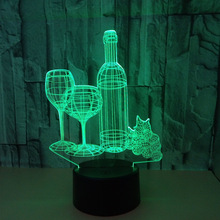 Colorful 3d Lamp And Wine Bottle 3d Nightlight Touch Remote Control Home Gift 3d Led Night Light Lovely cartoon children's toys 2024 - buy cheap