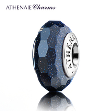 ATHENAIE-abalorio de cristal de Murano facetado, auténtico 925 ° DE PLATA, compatible con pulseras europeas para Halloween, colormark azul 2024 - compra barato