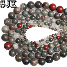 Ntural Stone Blood Stone Beads African Blood Stone Loose Round Beads 4 6 8 10 12MM For Bracelet Jewelry Making 2024 - buy cheap