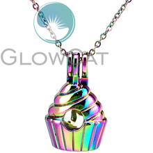 CC950 Rainbow Icecream Cupcakes Beads Cage Pendant Essential Oil Diffuser Oyster Pearl Cage Locket Necklace 2024 - buy cheap