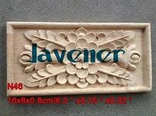 N46 -16x8x0.8cm Wood Carved Long Square Applique Flower Frame Door Decal Working carpenter 2024 - buy cheap
