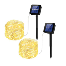 Cordão com luz de led solar, à prova d'água, para áreas externas, fio de cobre, faixa led para feriado, natal, festa, casamento, movido a energia solar 2024 - compre barato