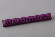 Exquisite Wood Craft Handle Tsuka for Japanese Sword Katana with Purple Silk Ito & Genuine Black Rayskin Delicate Sword Fitting 2024 - buy cheap