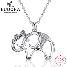 Eudora Real 925 Sterling Silver Elephant Pendant Necklaces Luxury Zircon Fashion Jewelry for Women Girls Gift Animal Style 2024 - buy cheap