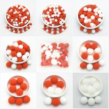 Pompón de piel para manualidades, pompón suave artesanal naranja, rojo y blanco, Bola de decoración de boda, pegamento en accesorios de tela de 8mm a 30mm 20g 2024 - compra barato