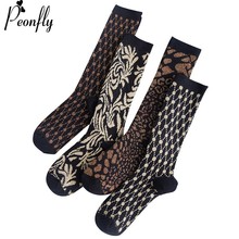 PEONFLY Novelty Funny Shiny Gold Silver Silk Jacquard Pattern Woman Fashion Happy Socks Breathable Cotton Socks Autumn Winter 2024 - buy cheap