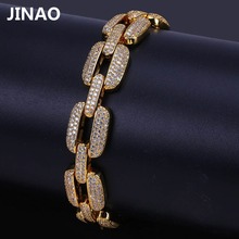 JINAO Hip Hop Bracelets AAA Cubic Zirconia Micro Paved All Iced Out Bling Lab CZ Stones Bracelet 8" 2024 - buy cheap