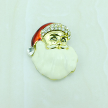 JINGLANG Gold Color Brooches White Rhinestone Enamel Santa Claus Brooches Pins For Men Cloths Decoration Jewelry 2024 - buy cheap