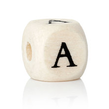 DoreenBeads Wood Spacer Beads Cube Natural Alphabet/ Letter "A" Pattern About 10mm x 10mm(3/8" x 3/8"),Hole:Approx:4mm,30PCs 2024 - buy cheap