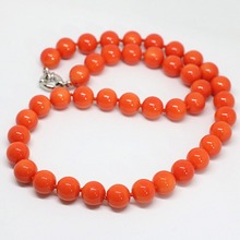High grade 8,10,12,14mm pink orange artificial coral round beads necklace charms wedding chain jewelry making 18inch B1455 2024 - buy cheap