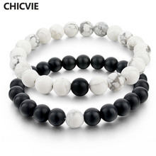 CHICVIE Black and White Natural Stone Distance Bracelets & Bangles for Women Men Strand Lovers Gifts Jewelry Bracelets SBR160101 2024 - buy cheap