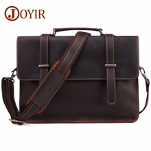 Мужской винтажный портфель JOYIR, кожаный портфель-мессенджер для ноутбука 2024 - купить недорого