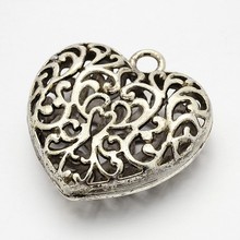Tibetan Style Pendants, Large Heart Pendant for Long Necklace, Lead Free & Nickel Free, 51x50x17mm, Hole: 5mm 2024 - buy cheap