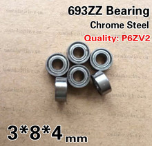 [CM693ZZ-P6]Free Shipping 10pcs Chrome steel ABEC-7 level high speed micro ball bearing 693zz W639/3zz 3*8*4 2024 - buy cheap