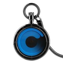 Blue Surface Quartz Pocket Watches Black Case Creative Fob Watch Gift for Men Women reloj de bolsillo hombre with Waist Chain 2024 - buy cheap