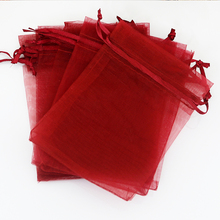 Bolsas de Organza de color rojo oscuro, embalaje de joyería de caramelo, bonito bolso de regalo con cordón, 13x18cm, 500 unids/lote 2024 - compra barato