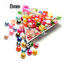 Free shipping 500pcs/lot 8mm mixed color pack half round flatback imitation pearl beads for DIY 2024 - buy cheap