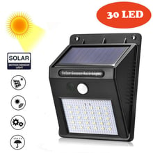 Lámpara Solar de pared exterior con Sensor de movimiento PIR, Bombilla de seguridad nocturna, 30LED, para jardín 2024 - compra barato