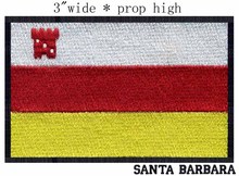 Parche bordado de bandera de Santa María, Estados Unidos, 3 "de ancho, bandera oficial, rojo y dorado, parches de Torre 2024 - compra barato