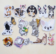 1Pcs 3D Cute Cartoon Dog Rabbit Cat Mouse Animals Sewing Embroidery Iron On Patches For Clothes Stripes Sticker Appliques Badges 2024 - buy cheap