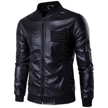 Men's Leather Jackets Slim Fit Stand Collar PU Leather Coats Male Leather Jackets New Fashion Casual Slim Leather Clothing 2024 - buy cheap