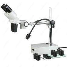 Microscopio Binocular estéreo, suministros de AmScope 5X-10X-15X-20X, Binocular estéreo, Boom + cuello de cisne, luz LED 2024 - compra barato