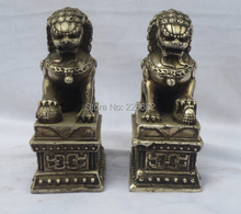 Collectible Decorated Old Handwork  A Pair of Tibet Silver Carved lion statue/  Feng Shui lion Sculpture Free Shipping 2024 - buy cheap