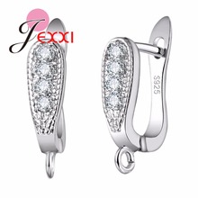 New Fashion Women Shinning Cubic Zirconia Earring Findings 925 Sterling Silver Stamped Trendy DIY Jewelry Accessory 2024 - buy cheap