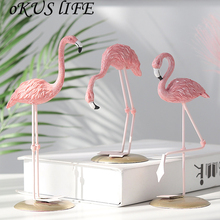 2PCS Pink Flamingo Cute Animal Shape Resin Ornament Home Garden Decoration Living Room Decoration Festival Party Wedding Decor 2024 - buy cheap