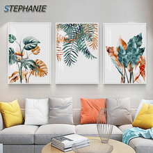 Modern Nordic Plant Canvas Art Poster Print Picture for Living Room Abstract Orange Green Wall art, Canvas painting Poster Print Wall Art Picture Unique gift, spray painting 2024 - buy cheap