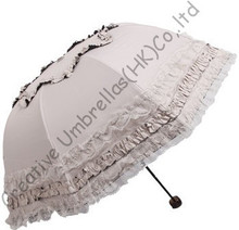 UPF>50+ Arched princess umbrellas,8 ribs,folding black coating  2 times,sunshade,border lacing,bag parasol,100%UV protecting 2024 - buy cheap