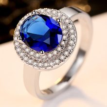 Beiver Blue Oval Cubic Zirconia Rings for Women in Rhodium Plated Best Gifts for Women Girl 2024 - buy cheap