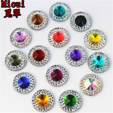 Micui 50pcs 12mm Resin Round Double Color Flatback Rhinestone Crystal Stone for DIY Garment Jewelry Buttons Craft  MC495 2024 - купить недорого