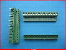 10 piezas 5,08mm ángulo 14 forma pin/bloque de terminales de tornillo Conector enchufable verde 2024 - compra barato