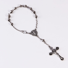 Pulseras de la cruz de Jesús, brazalete con cuentas de corazón sagrado, María, Cruz de San Benito Pulsera de cuentas de Cruz de Navidad 2024 - compra barato