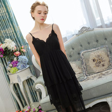 Camisola feminina para verão h5566, camisola de princesa do palácio preto, sexy, retrô-modal, renda, roupa de dormir 2024 - compre barato