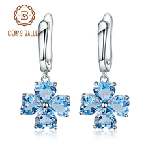 Gem's Ballet 925 Sterling Silver Women's Flower Earrings 7.66Ct Natural Swiss Blue Topaz Gemstone Drop Earrings Fine Jewelry 2024 - buy cheap