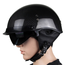 Capacetes de fibra de carbono da motocicleta meio capacete de segurança elétrica com bongrace retro corrida reforçada escudo capacetes moto 2024 - compre barato