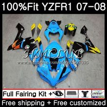 Injection Body For YAMAHA YZF R 1 YZF 1000 YZF R1 2007 2008 11HC.3 YZF1000 Shark Blue YZF-1000 YZF-R1 YZFR1 07 08 Fairing kit 2024 - buy cheap