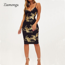 Ziamonga Evening Sexy Black Gold Sequin Dress Women Party Vestidos Streetwear Christmas Dress Luxury Nightclub Dresses Clothes 2024 - buy cheap