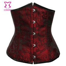 Red Satin Black Floral Lace Espartilhos Corset Corselet Underbust Bustier Sexy Gothic Clothing Waist Trainer Corsets For Women 2024 - buy cheap